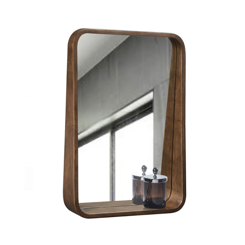 HardwareCity GLC RUBBER WOOD FRAME MIRROR WITH SHELVING 1001WS/W